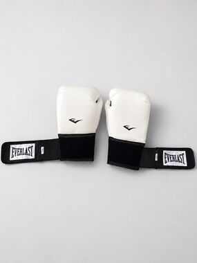 Everlast 12 oz Boxing Gloves White Black Training Sparring Pair
